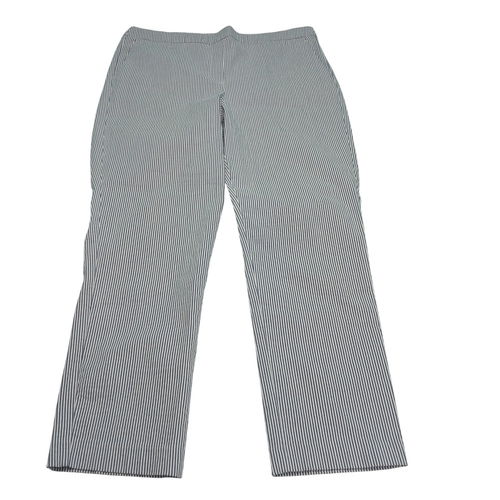 Carolina Belle Montreal Blue White Pinstripe Pull On Ankle Pants Womens 14